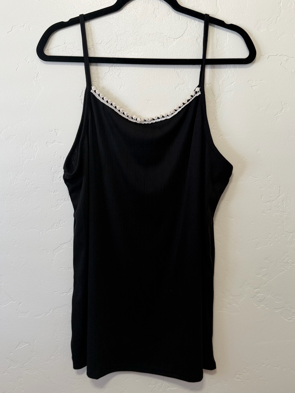 Heimish Black Ribbed Cami with Cream Trim - 2X